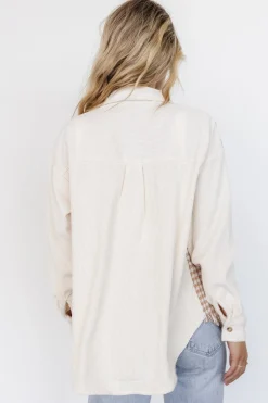 Baltic Born Montreal Houndstooth Shacket | Taupe + Ivory