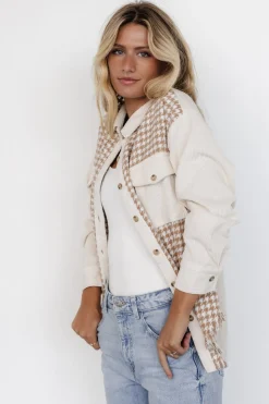 Baltic Born Montreal Houndstooth Shacket | Taupe + Ivory