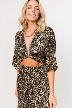 Baltic Born Morlana Maxi Dress | Black + Tan Print