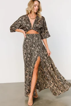 Baltic Born Morlana Maxi Dress | Black + Tan Print