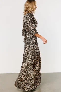 Baltic Born Morlana Maxi Dress | Black + Tan Print