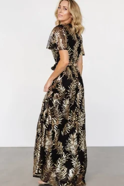 Baltic Born Muse Sequin Maxi Dress | Black + Gold