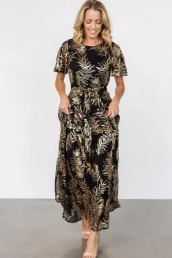 Baltic Born Muse Sequin Maxi Dress | Black + Gold