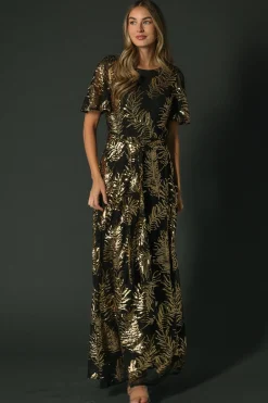 Baltic Born Muse Sequin Maxi Dress | Black + Gold