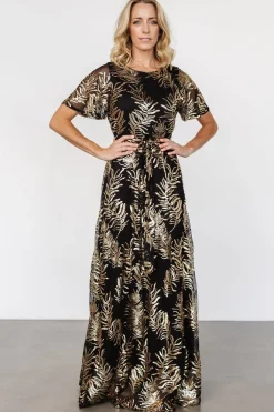 Baltic Born Muse Sequin Maxi Dress | Black + Gold