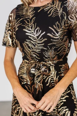 Baltic Born Muse Sequin Maxi Dress | Black + Gold