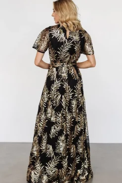 Baltic Born Muse Sequin Maxi Dress | Black + Gold