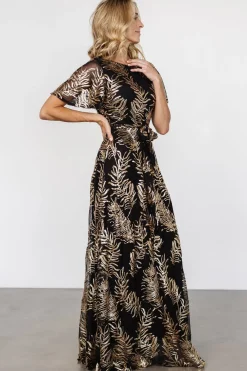 Baltic Born Muse Sequin Maxi Dress | Black + Gold