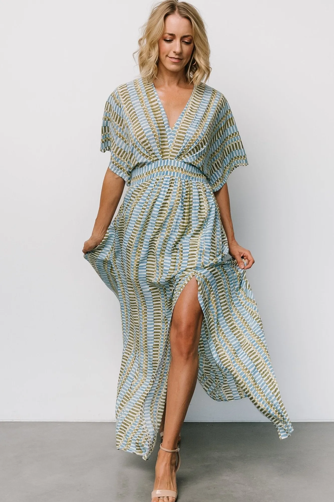 Baltic Born Mylis Kimono Dress | Blue + Green Print