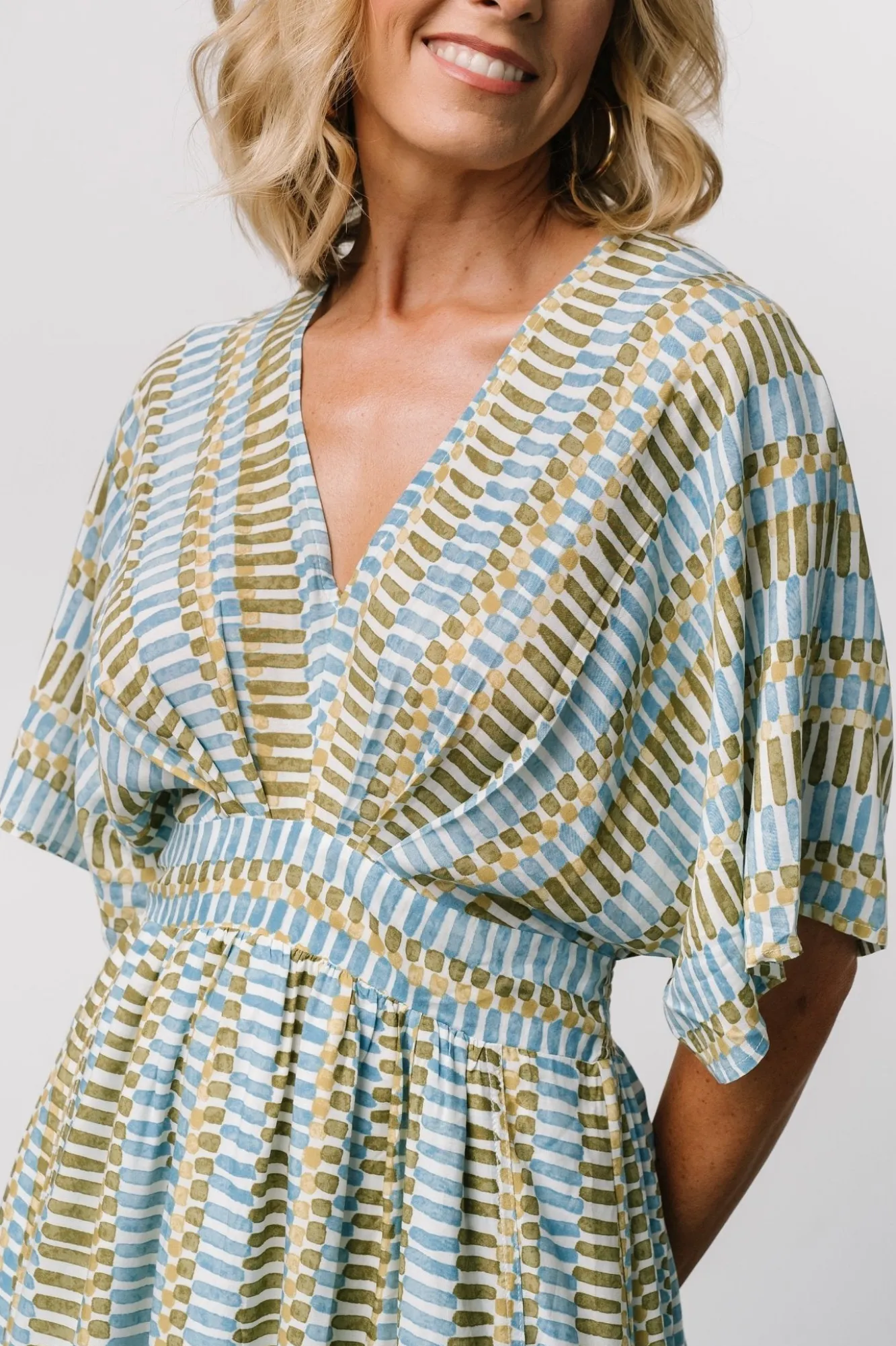 Baltic Born Mylis Kimono Dress | Blue + Green Print