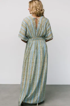 Baltic Born Mylis Kimono Dress | Blue + Green Print