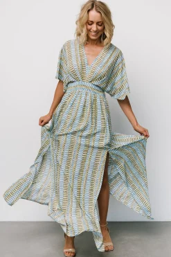 Baltic Born Mylis Kimono Dress | Blue + Green Print