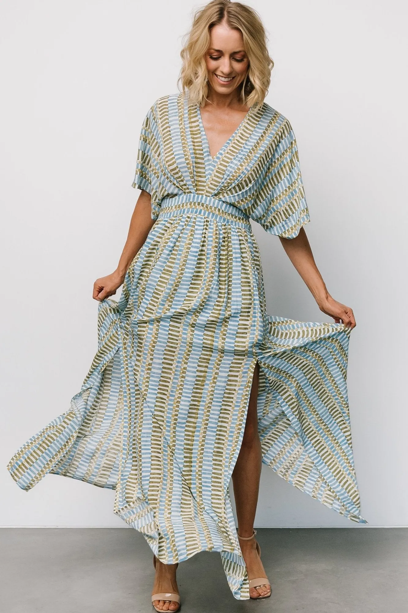 Baltic Born Mylis Kimono Dress | Blue + Green Print
