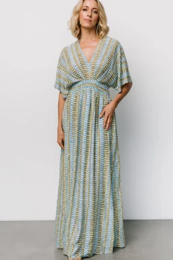 Baltic Born Mylis Kimono Dress | Blue + Green Print