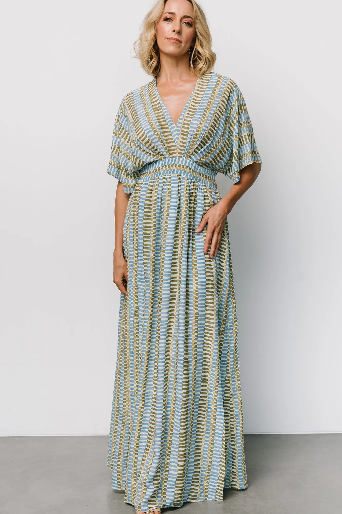 Baltic Born Mylis Kimono Dress | Blue + Green Print