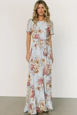Baltic Born Naomi Short Sleeve Maxi Dress | Blue Multi Floral