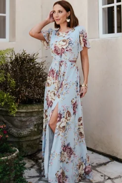 Baltic Born Naomi Short Sleeve Maxi Dress | Blue Multi Floral