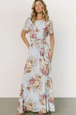 Baltic Born Naomi Short Sleeve Maxi Dress | Blue Multi Floral
