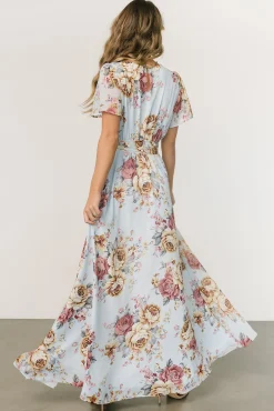Baltic Born Naomi Short Sleeve Maxi Dress | Blue Multi Floral