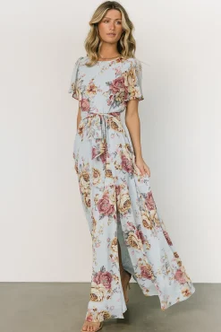 Baltic Born Naomi Short Sleeve Maxi Dress | Blue Multi Floral