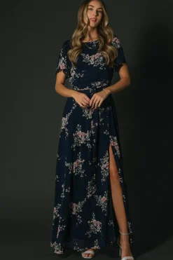 Baltic Born Naomi Short Sleeve Maxi Dress | Navy Floral