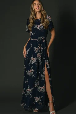 Baltic Born Naomi Short Sleeve Maxi Dress | Navy Floral