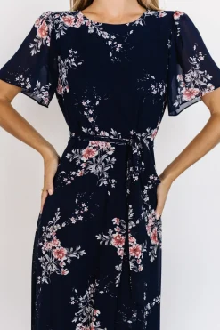 Baltic Born Naomi Short Sleeve Maxi Dress | Navy Floral