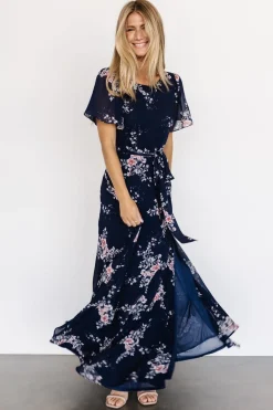 Baltic Born Naomi Short Sleeve Maxi Dress | Navy Floral