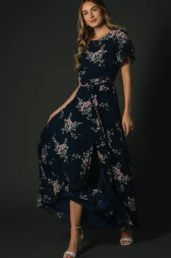 Baltic Born Naomi Short Sleeve Maxi Dress | Navy Floral