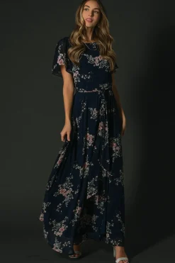 Baltic Born Naomi Short Sleeve Maxi Dress | Navy Floral