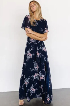 Baltic Born Naomi Short Sleeve Maxi Dress | Navy Floral