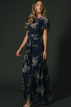 Baltic Born Naomi Short Sleeve Maxi Dress | Navy Floral