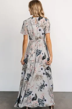 Baltic Born Naomi Short Sleeve Maxi Dress | Pale Blue Floral