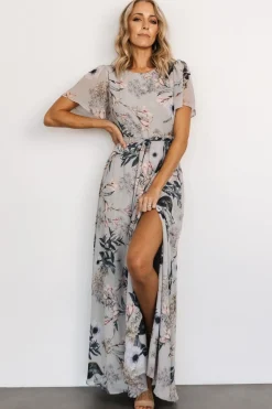 Baltic Born Naomi Short Sleeve Maxi Dress | Pale Blue Floral