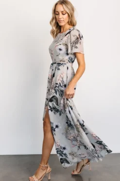 Baltic Born Naomi Short Sleeve Maxi Dress | Pale Blue Floral