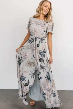 Baltic Born Naomi Short Sleeve Maxi Dress | Pale Blue Floral