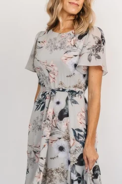 Baltic Born Naomi Short Sleeve Maxi Dress | Pale Blue Floral