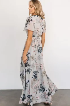 Baltic Born Naomi Short Sleeve Maxi Dress | Pale Blue Floral