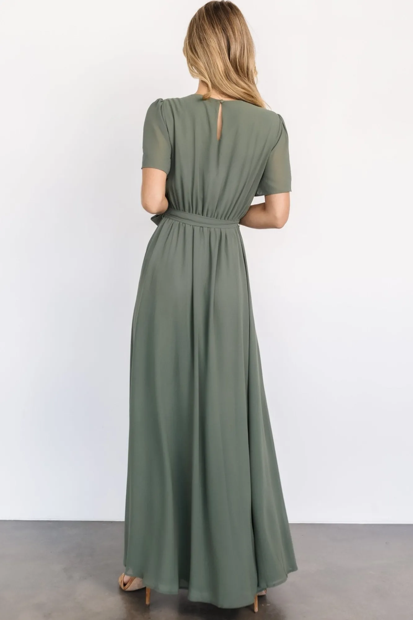 Baltic Born Naomi Short Sleeve Maxi Dress | Dark Sage