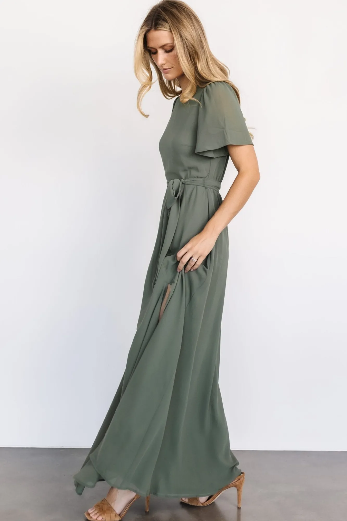 Baltic Born Naomi Short Sleeve Maxi Dress | Dark Sage