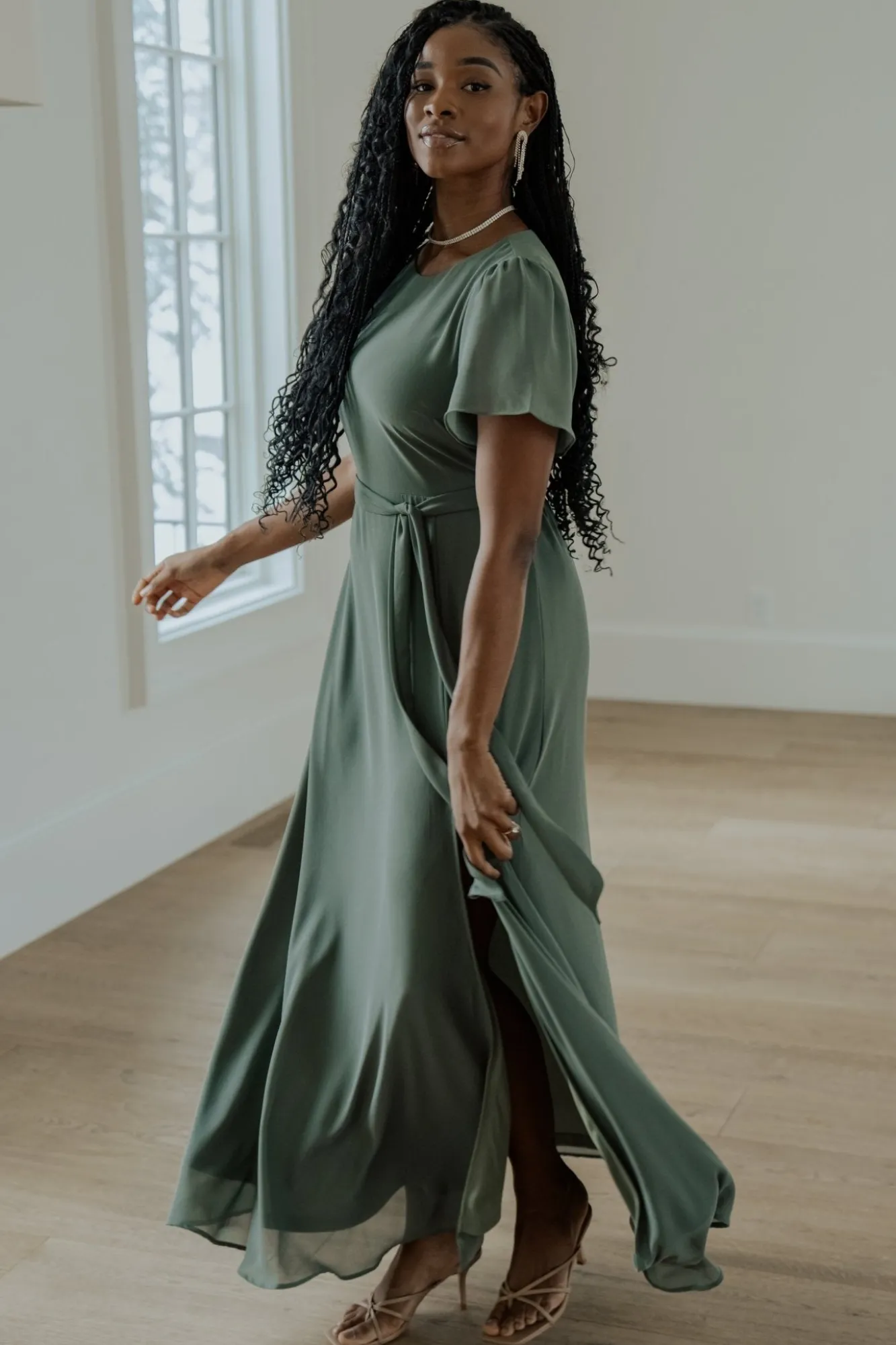 Baltic Born Naomi Short Sleeve Maxi Dress | Dark Sage