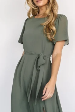 Baltic Born Naomi Short Sleeve Maxi Dress | Dark Sage