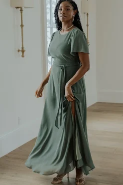 Baltic Born Naomi Short Sleeve Maxi Dress | Dark Sage