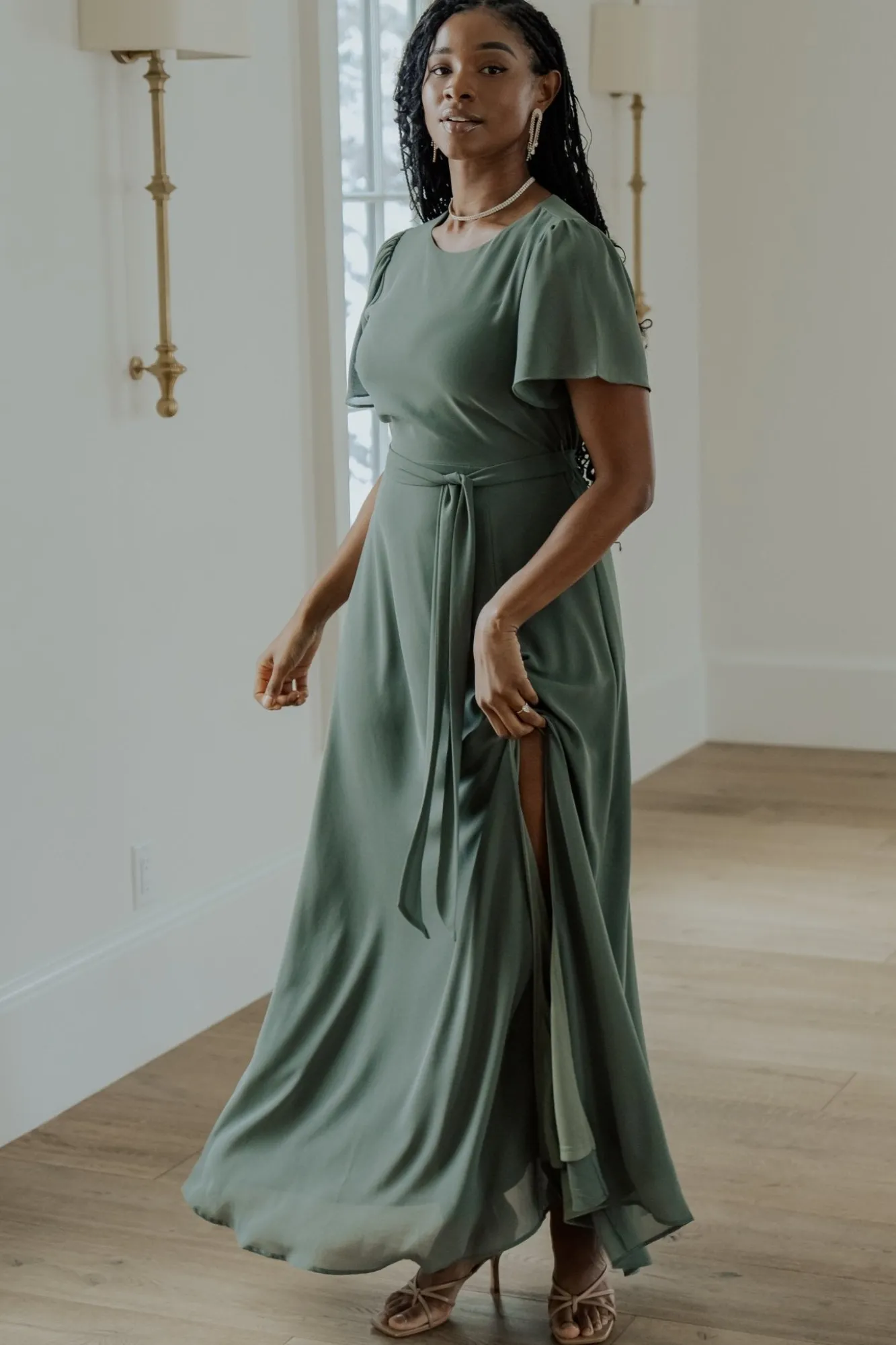 Baltic Born Naomi Short Sleeve Maxi Dress | Dark Sage