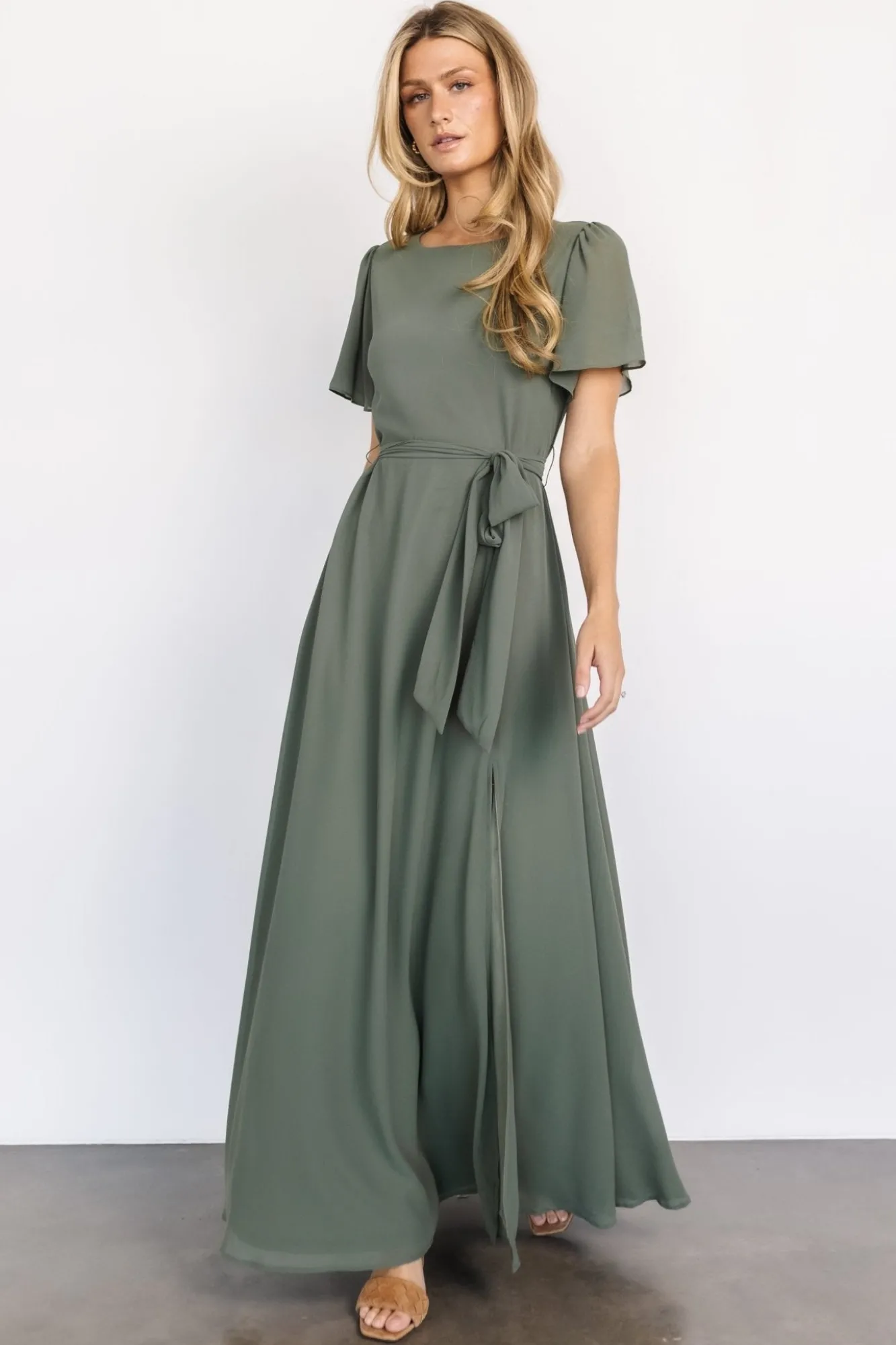 Baltic Born Naomi Short Sleeve Maxi Dress | Dark Sage