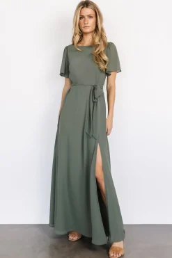 Baltic Born Naomi Short Sleeve Maxi Dress | Dark Sage