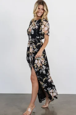 Baltic Born Naomi Short Sleeve Maxi Dress | Black Floral