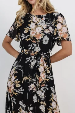 Baltic Born Naomi Short Sleeve Maxi Dress | Black Floral
