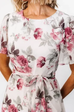 Baltic Born Naomi Short Sleeve Maxi Dress | Off White + Rose Floral