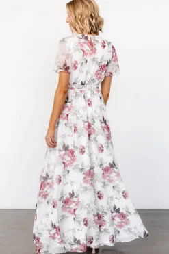 Baltic Born Naomi Short Sleeve Maxi Dress | Off White + Rose Floral